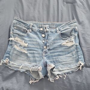 American Eagle Outfitters Women's Distressed Blue Denim Shorts
